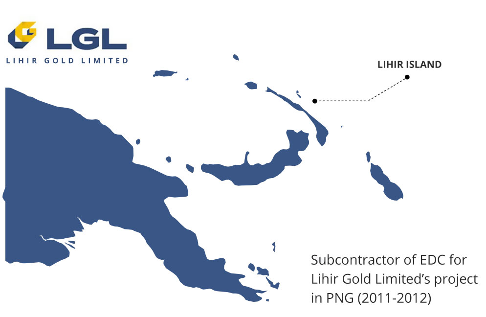 Subcontractor of EDC for Lihir Gold Limited’s project  in PNG (2011-2012)